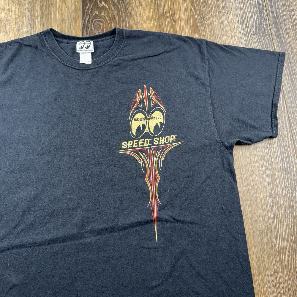 Vintage Moon Equipped Shirt Mens XXL Black Speed Shop Hot Rod Race Mooneyes Y2K - Picture 2 of 13